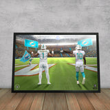 Miami Dolphins<br>Tagovailoa and Hill<br>2 Player Print