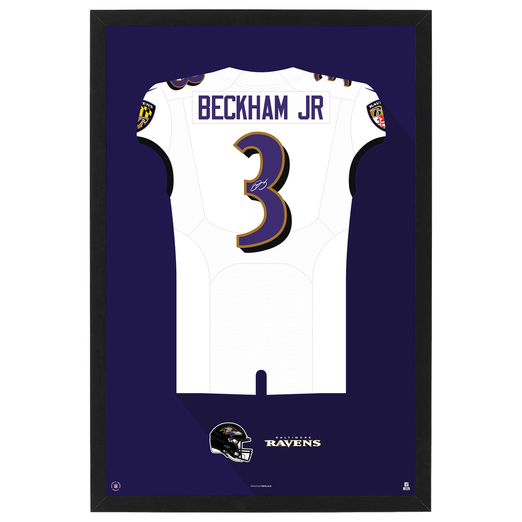 Baltimore Ravens Odell Beckham Jr Jersey Print White / Small - 14x20 | Sporticulture