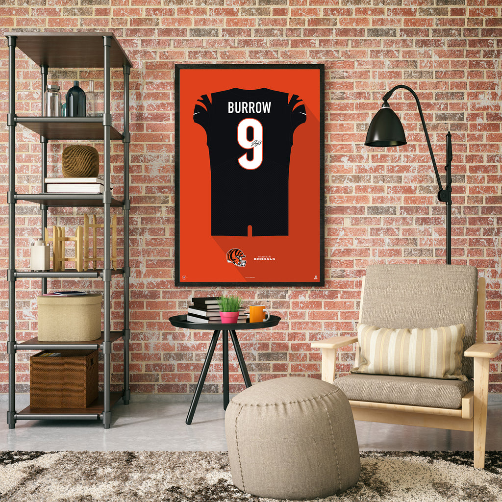 Cincinnati Bengals Joe Burrow Jersey Print Team Color / Medium - 19.5x25 | Sporticulture