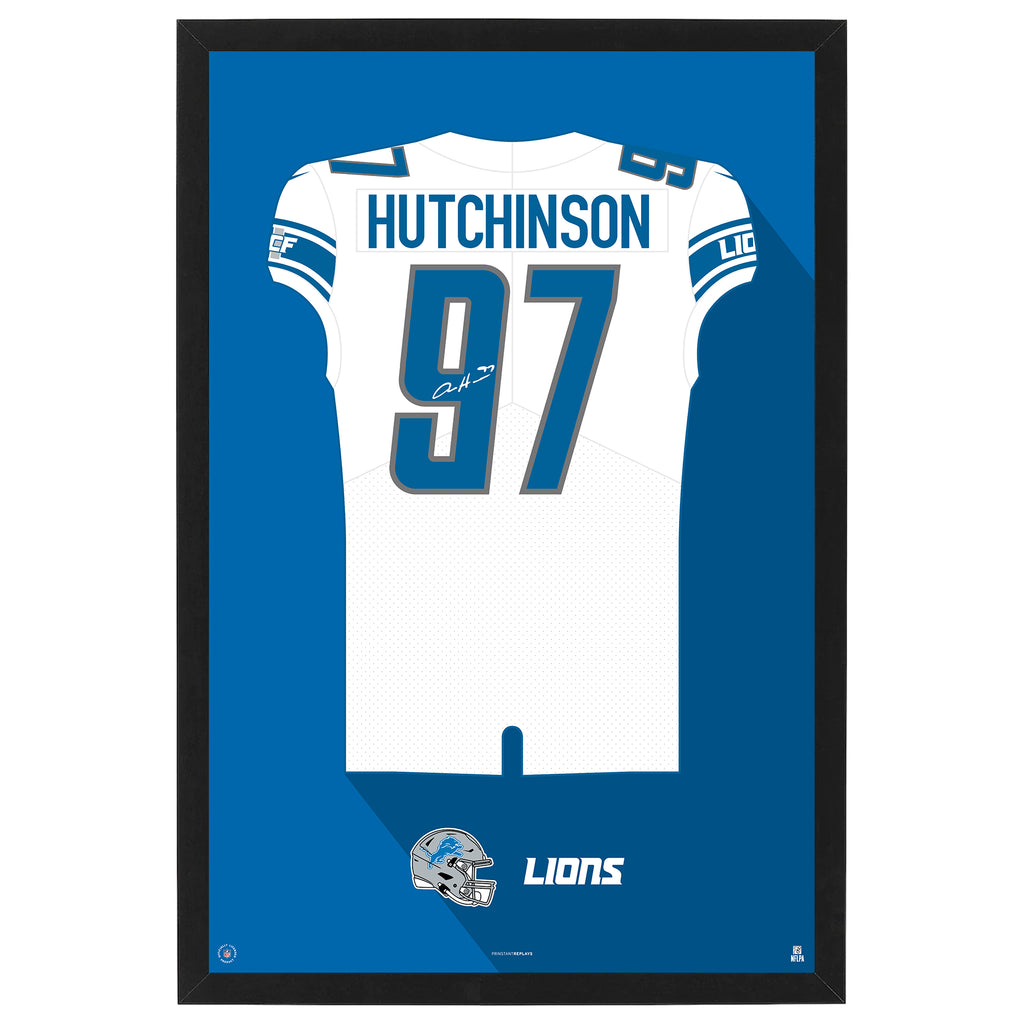 Detroit Lions Aidan Hutchinson Jersey Print Team Color / Small - 14x20 | Sporticulture