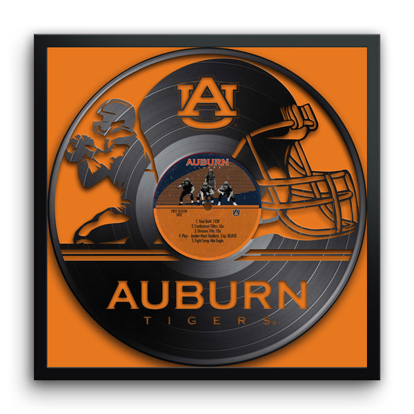 auburn football helmet and puppies pri t Auburn TigersVinyl Record Football Print