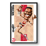 Atlanta Hawks<br>Dominique Wilkins<br>Team Court Caricature Print