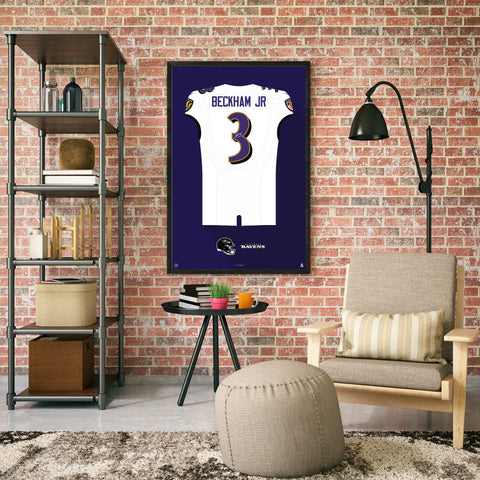 Baltimore Ravens Odell Beckham Jr Jersey Print White / Small - 14x20 | Sporticulture