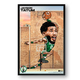 Boston Celtics<br>Jayson Tatum<br>Brick Wall Caricature Print