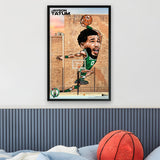 Boston Celtics<br>Jayson Tatum<br>Brick Wall Caricature Print