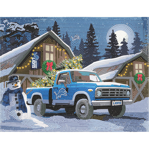 Detroit Lions<br>Winter Farm Truck<br>Diamond Painting Craft Kit