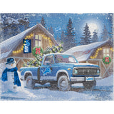 Detroit Lions<br>Winter Farm Truck<br>Diamond Painting Craft Kit