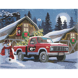 Georgia Bulldogs<br>Winter Farm Truck<br>Diamond Painting Craft Kit