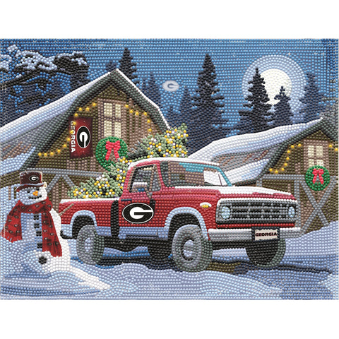 Georgia Bulldogs<br>Winter Farm Truck<br>Diamond Painting Craft Kit