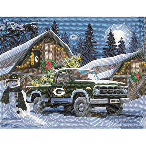 Green Bay Packers<br>Winter Farm Truck<br>Diamond Painting Craft Kit