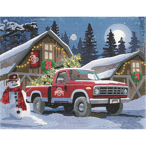 Ohio State Buckeyes<br>Winter Farm Truck<br>Diamond Painting Craft Kit