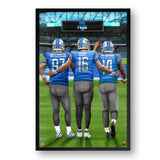 Detroit Lions<br>Hutchinson, Goff And St Brown<br>3 Player Print