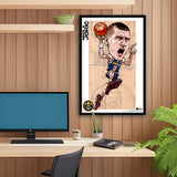 Denver Nuggets<br>Nikola Jokic<br>Team Court Caricature Print