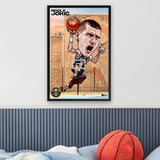 Denver Nuggets<br>Nikola Jokic<br>Brick Wall Caricature Print