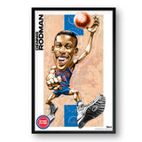 Detroit Pistons<br>Dennis Rodman<br>Team Court Caricature Print