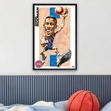 Detroit Pistons<br>Dennis Rodman<br>Team Court Caricature Print