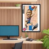 Detroit Pistons<br>Dennis Rodman<br>Team Court Caricature Print