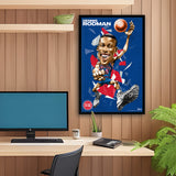 Detroit Pistons<br>Dennis Rodman<br>Abstract Caricature Print