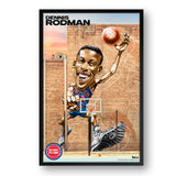 Detroit Pistons<br>Dennis Rodman<br>Brick Wall Caricature Print