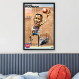 Detroit Pistons<br>Dennis Rodman<br>Brick Wall Caricature Print