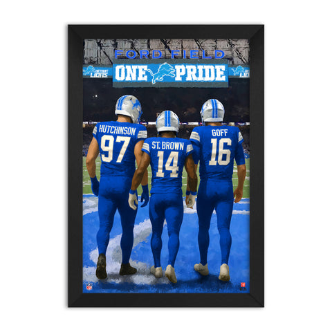 Detroit Lions<br>Hutchinson, St. Brown And Goff<br>3 Player Print