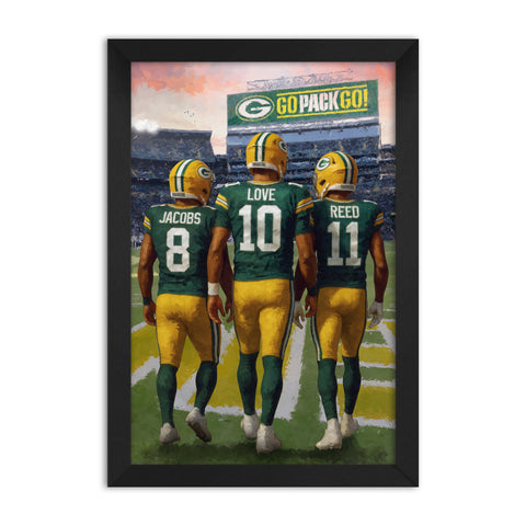 Green Bay Packers<br>Jacobs, Love And Reed<br>3 Player Print