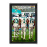 Miami Dolphins<br>Hill, Tagovailoa And Waddle<br>3 Player Print