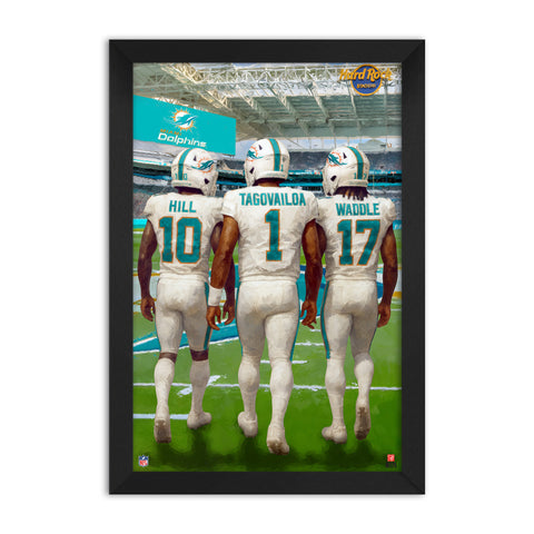 Miami Dolphins<br>Hill, Tagovailoa And Waddle<br>3 Player Print