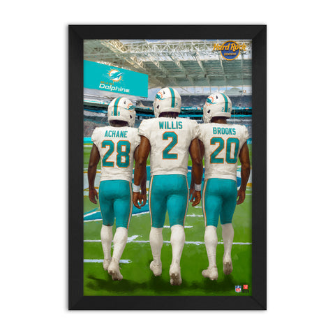 Miami Dolphins<br>Achane, Willis And Brooks<br>3 Player Print