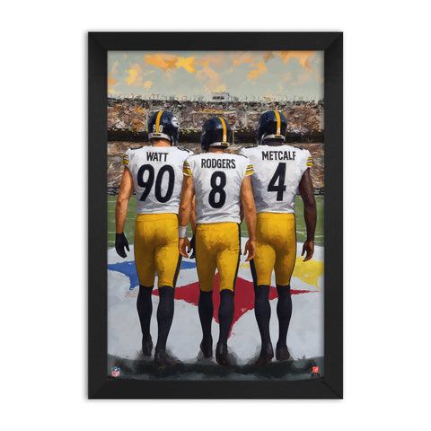 Pittsburgh Steelers<br>Watt, Rodgers And Metcalf<br>3 Player Print