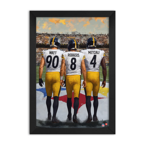 Pittsburgh Steelers<br>Watt, Rodgers And Metcalf<br>3 Player Print