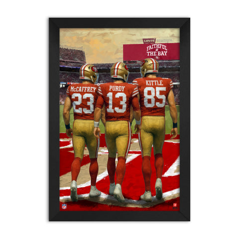 San Francisco 49ers<br>McCaffrey, Purdy And Kittle<br>3 Player Print
