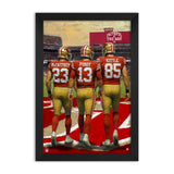 San Francisco 49ers<br>McCaffrey, Purdy And Kittle<br>3 Player Print