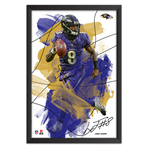 Baltimore Ravens<br>Lamar Jackson Brush Stroke Player Print