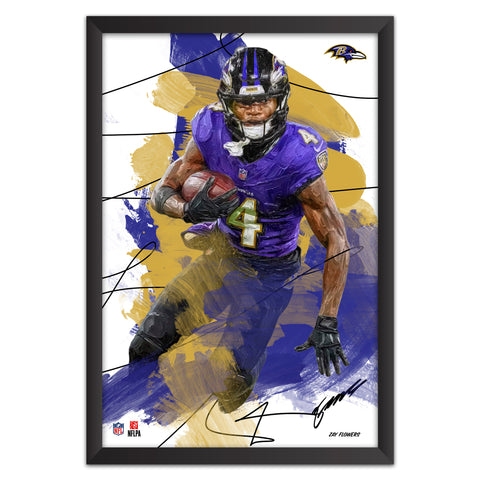Baltimore Ravens<br>Zay Flowers Brush Stroke Player Print