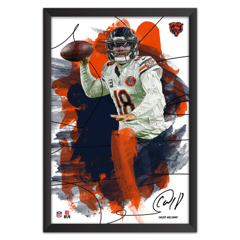 Chicago Bears<br>Caleb Williams Brush Stroke Player Print