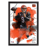 Cincinnati Bengals<br>Joe Burrow Brush Stroke Player Print