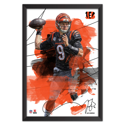 Cincinnati Bengals<br>Joe Burrow Brush Stroke Player Print