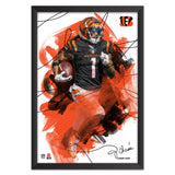 Cincinnati Bengals<br>Ja'Marr Chase Brush Stroke Player Print