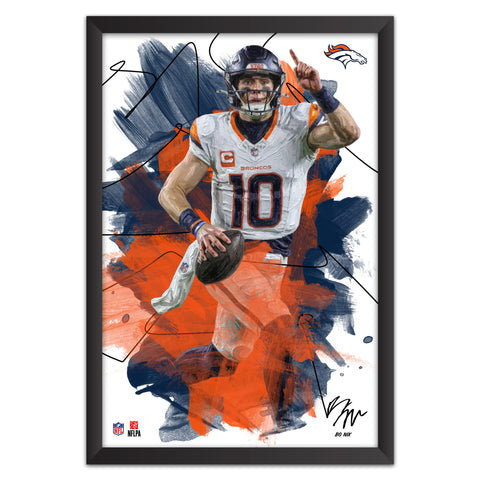 Denver Broncos<br>Bo Nix Brush Stroke Player Print