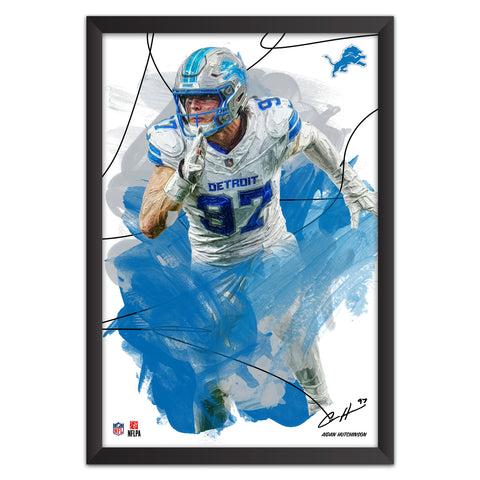 Detroit Lions<br>Aidan Hutchinson Brush Stroke Player Print