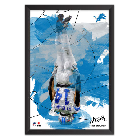Detroit Lions<br>Amon-Ra St. Brown Brush Stroke Player Print