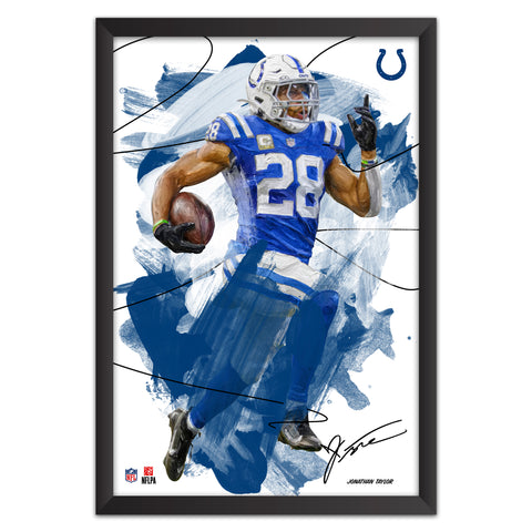 Indianapolis Colts<br>Jonathan Taylor Brush Stroke Player Print