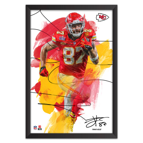 Kansas City Chiefs<br>Travis Kelce Brush Stroke Player Print