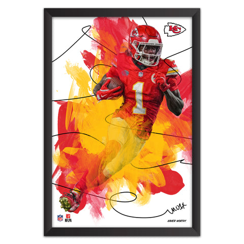 Kansas City Chiefs<br>Xavier Worthy Brush Stroke Player Print