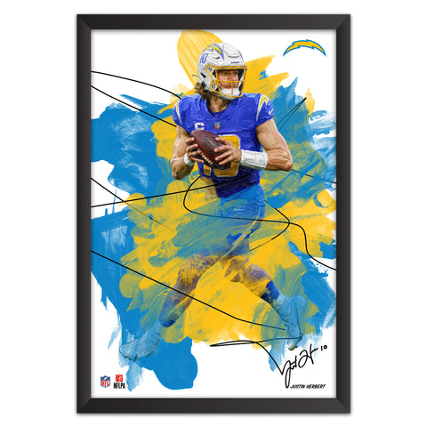 Los Angeles Chargers<br>Justin Herbert Brush Stroke Player Print