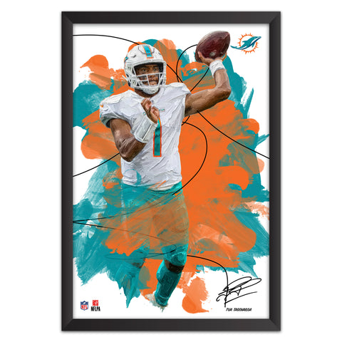 Miami Dolphins<br>Tua Tagovailoa Brush Stroke Player Print