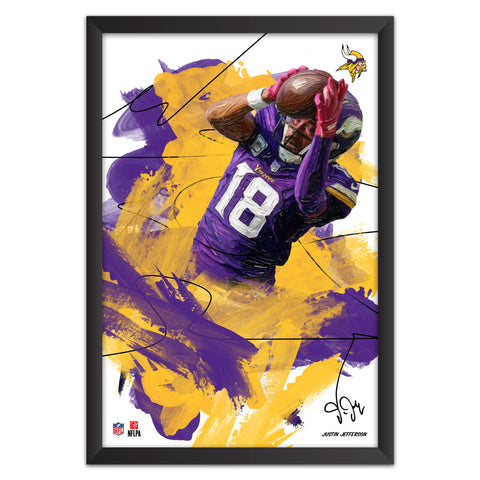 Minnesota Vikings<br>Justin Jefferson Brush Stroke Player Print