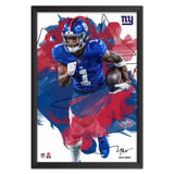 New York Giants<br>Malik Nabers Brush Stroke Player Print