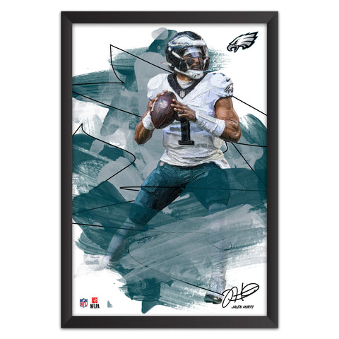 Philadelphia Eagles<br>Jalen Hurts Brush Stroke Player Print